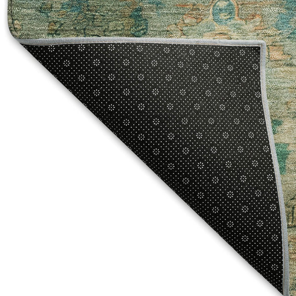 HomeRoots 8' Teal Blue & Beige Round Medallion Rug - Stylish, Durable, Washable for Indoor & Outdoor Use 659182
