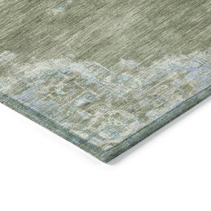 HomeRoots 8' Stylish Fern Green & Blue Round Medallion Washable Rug for Indoor/Outdoor Areas, Durable & Chic 659188