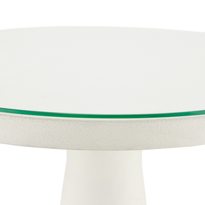 Tondo Modern Black & White Accent Table with Glass Top - Stylish Cast Aluminum Design for Any Space