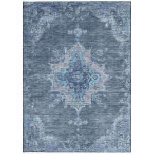 HomeRoots 10' Medallion Area Rug - Stylish Blue & Gray Washable Design for Indoor/Outdoor Durability & Comfort 659197