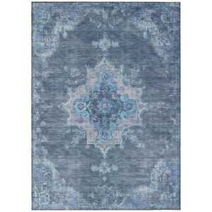 HomeRoots 10' Medallion Area Rug - Stylish Blue & Gray Washable Design for Indoor/Outdoor Durability & Comfort 659197