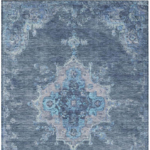 HomeRoots 10' Medallion Area Rug - Stylish Blue & Gray Washable Design for Indoor/Outdoor Durability & Comfort 659197