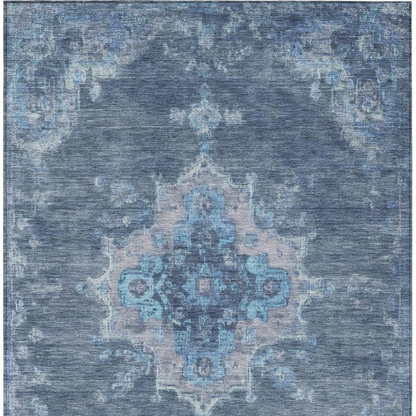 HomeRoots 10' Medallion Area Rug - Stylish Blue & Gray Washable Design for Indoor/Outdoor Durability & Comfort 659197