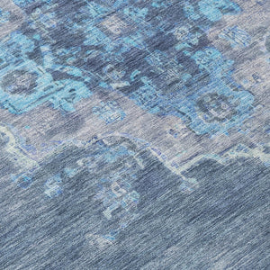 HomeRoots 10' Medallion Area Rug - Stylish Blue & Gray Washable Design for Indoor/Outdoor Durability & Comfort 659197