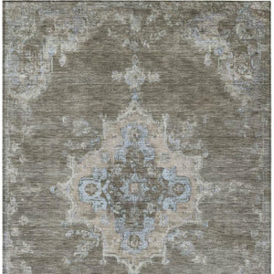 HomeRoots 5' X 8' Brown Beige Blue Medallion Washable Area Rug - Durable, Stylish, Indoor & Outdoor Use! 659199