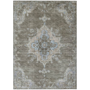 HomeRoots 5' X 8' Brown Beige Blue Medallion Washable Area Rug - Durable, Stylish, Indoor & Outdoor Use! 659199
