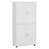 English Elm Tall and Wide Bathroom Floor Storage Cabinet, Bathroom Storage Unit, Freestanding Cabinet With 4 Doors, Adjustable Shelves, White