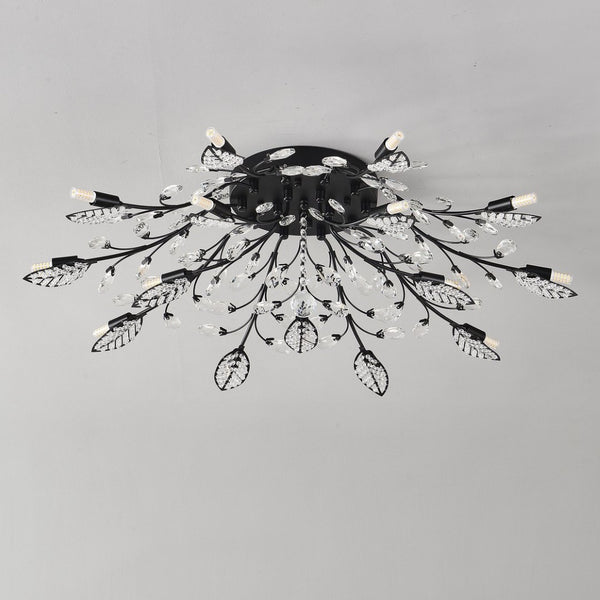 English Elm 15-light Matte Black Farmhouse Chandelier Seeded Glass Globes for Dining Room W5008P466520