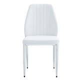 English Elm Set Of Four White Pu Comfort Dining Chairs (17.7"X25").Dining Chair With Extended Backrest,White Pu,Silver Metal Legs,Suitable For Various Places Such As Family Restaurants, Hotels, Coffee Shops,Etc.