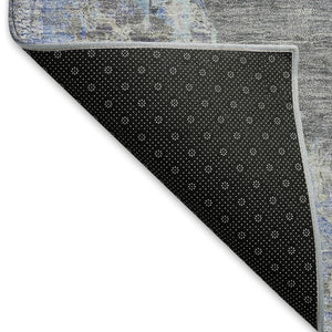 HomeRoots 8' X 10' Graphite and Blue Medallion Washable Area Rug - Stylish, Durable Indoor/Outdoor Decor Solution! 659207