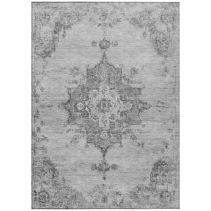 HomeRoots 10' Gray and Silver Medallion Washable Area Rug - Stylish, Durable, Indoor/Outdoor Comfort for All Spaces 659215