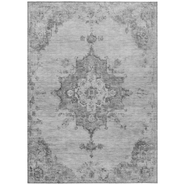 HomeRoots 10' Gray and Silver Medallion Washable Area Rug - Stylish, Durable, Indoor/Outdoor Comfort for All Spaces 659215