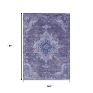 HomeRoots 9' Vibrant Purple and Blue Medallion Washable Area Rug - Perfect for High-Traffic Indoor & Outdoor Use 659220