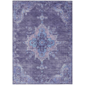 HomeRoots 10' X 14' Medallion Indoor Outdoor Area Rug - Purple & Blue, Washable, Durable, Family-Friendly Design 659221