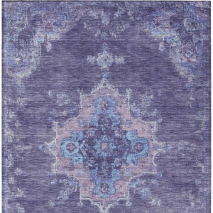 HomeRoots 10' X 14' Medallion Indoor Outdoor Area Rug - Purple & Blue, Washable, Durable, Family-Friendly Design 659221