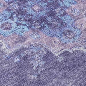 HomeRoots 10' X 14' Medallion Indoor Outdoor Area Rug - Purple & Blue, Washable, Durable, Family-Friendly Design 659221