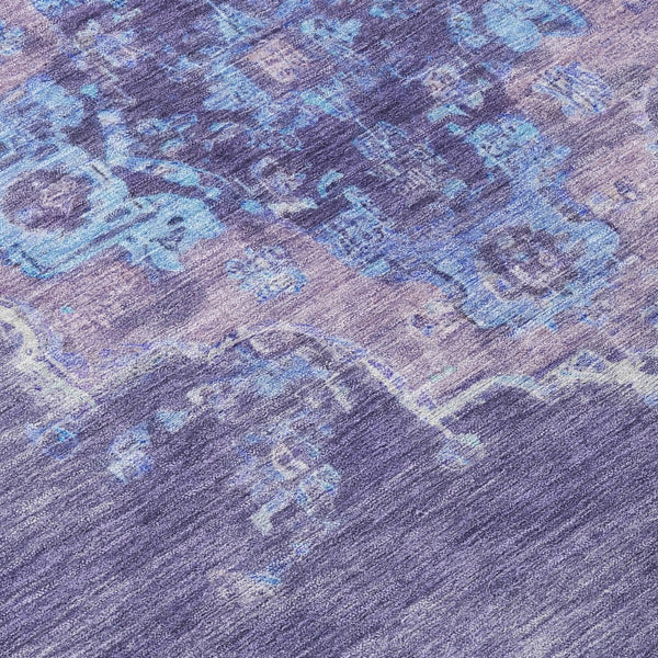 HomeRoots 10' X 14' Medallion Indoor Outdoor Area Rug - Purple & Blue, Washable, Durable, Family-Friendly Design 659221