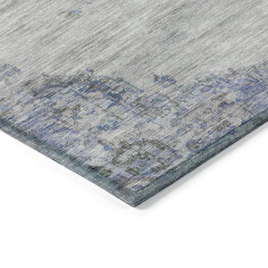 HomeRoots 8' X 10' Silver & Blue Medallion Area Rug - Durable, Washable, Elegant Design for Indoor & Outdoor Use 659225