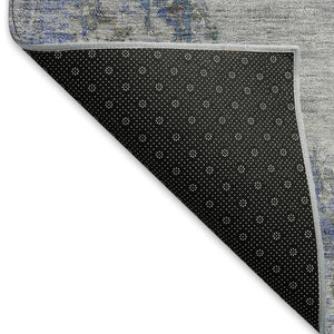 HomeRoots 9' Silver and Blue Medallion Area Rug – Washable, Durable, Stain-Resistant for Indoor & Outdoor Spaces 659226