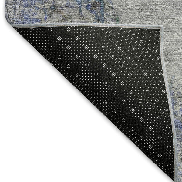 HomeRoots 9' Silver and Blue Medallion Area Rug – Washable, Durable, Stain-Resistant for Indoor & Outdoor Spaces 659226