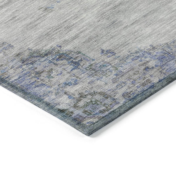 HomeRoots 9' Silver and Blue Medallion Area Rug – Washable, Durable, Stain-Resistant for Indoor & Outdoor Spaces 659226