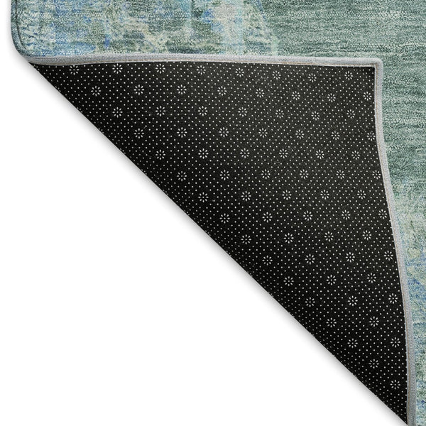 HomeRoots 10' X 14' Teal Blue and Gray Medallion Area Rug – Washable, Indoor/Outdoor, Stain-Resistant, Durable 659233