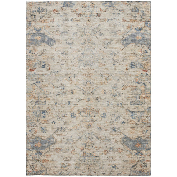 HomeRoots 5' X 8' Beige and Gray Medallion Indoor-Outdoor Area Rug - Stylish, Durable, Washable for Any Space 659235
