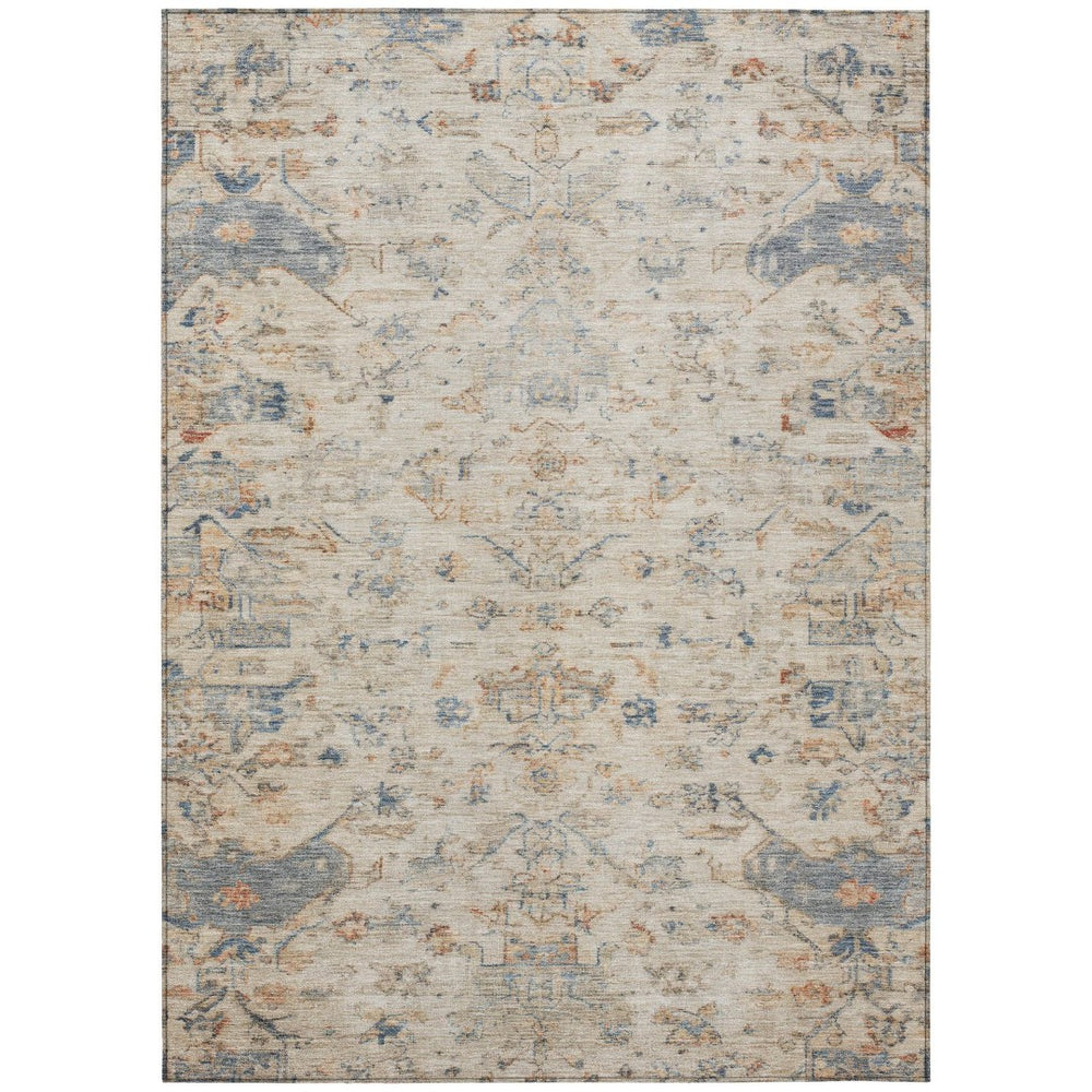 HomeRoots 5' X 8' Beige and Gray Medallion Indoor-Outdoor Area Rug - Stylish, Durable, Washable for Any Space 659235