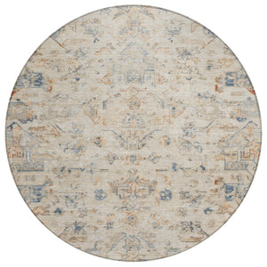HomeRoots 8' Beige and Gray Round Medallion Rug - Washable, Durable, Stylish for Indoor/Outdoor Spaces 659236