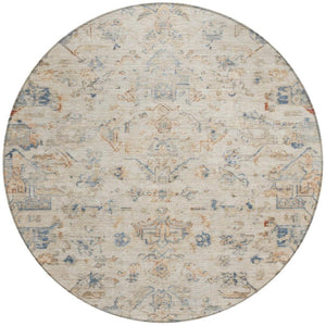 HomeRoots 8' Beige and Gray Round Medallion Rug - Washable, Durable, Stylish for Indoor/Outdoor Spaces 659236