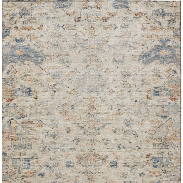 HomeRoots 9' X 12' Washable Beige and Gray Medallion Area Rug - Stylish, Durable, Indoor/Outdoor Versatility! 659238