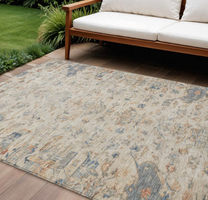 HomeRoots 9' X 12' Washable Beige and Gray Medallion Area Rug - Stylish, Durable, Indoor/Outdoor Versatility! 659238