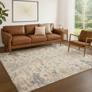 HomeRoots 9' X 12' Washable Beige and Gray Medallion Area Rug - Stylish, Durable, Indoor/Outdoor Versatility! 659238