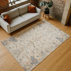 HomeRoots 9' X 12' Washable Beige and Gray Medallion Area Rug - Stylish, Durable, Indoor/Outdoor Versatility! 659238
