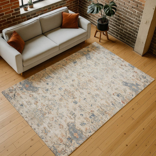 HomeRoots 9' X 12' Washable Beige and Gray Medallion Area Rug - Stylish, Durable, Indoor/Outdoor Versatility! 659238
