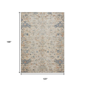 HomeRoots 10' Elegant Beige and Gray Medallion Washable Area Rug for Indoor/Outdoor Use – Durable & Stylish! 659239