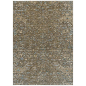 HomeRoots 8' X 10' Brown and Blue Medallion Area Rug – Durable, Washable Indoor/Outdoor Design for Any Space! 659243