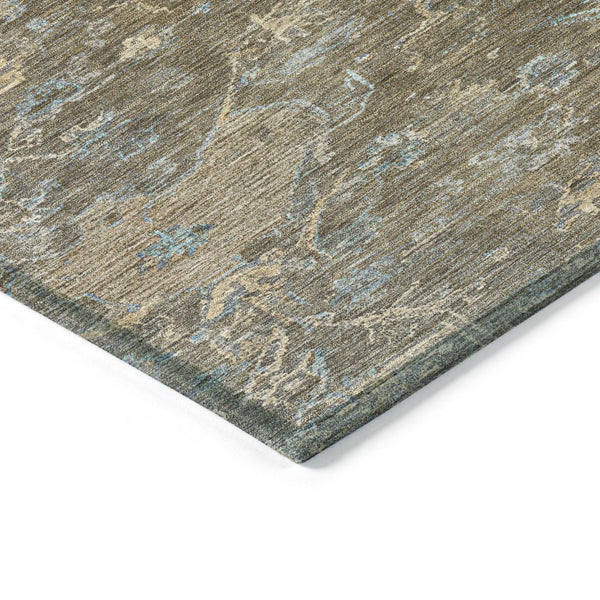 HomeRoots 10' Medallion Indoor Outdoor Area Rug - Durable Brown & Blue Washable Design for High-Traffic Spaces 659245