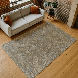 HomeRoots 10' Medallion Indoor Outdoor Area Rug - Durable Brown & Blue Washable Design for High-Traffic Spaces 659245
