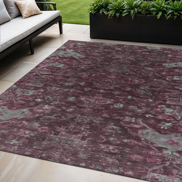 HomeRoots 5' X 8' Burgundy and Gray Medallion Area Rug – Washable, Durable, Perfect for Indoor & Outdoor Use! 659247