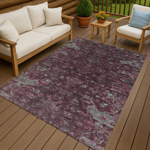 HomeRoots 8' X 10' Burgundy and Gray Medallion Rug - Washable, Durable Indoor/Outdoor Style for High-Traffic Areas 659249