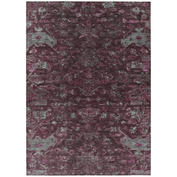 HomeRoots 9' Burgundy and Gray Medallion Washable Area Rug - Durable Indoor/Outdoor Style for High-Traffic Spaces 659250