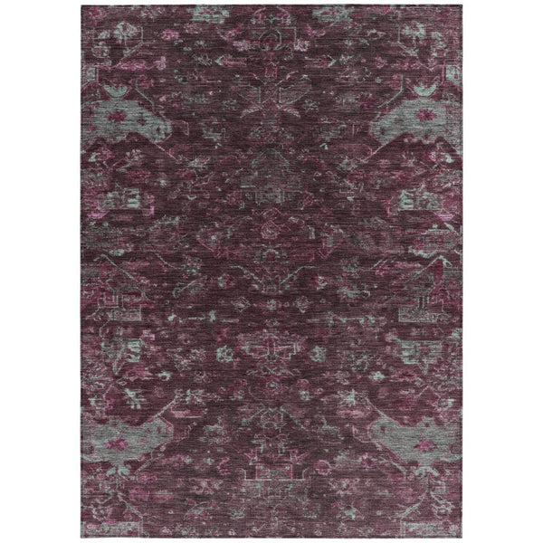 HomeRoots 10' Burgundy and Gray Medallion Area Rug - Stylish, Durable, Washable for Indoor & Outdoor Use! 659251