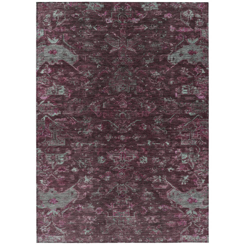 HomeRoots 10' Burgundy and Gray Medallion Area Rug - Stylish, Durable, Washable for Indoor & Outdoor Use! 659251