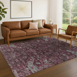 HomeRoots 10' Burgundy and Gray Medallion Area Rug - Stylish, Durable, Washable for Indoor & Outdoor Use! 659251