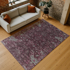 HomeRoots 10' Burgundy and Gray Medallion Area Rug - Stylish, Durable, Washable for Indoor & Outdoor Use! 659251