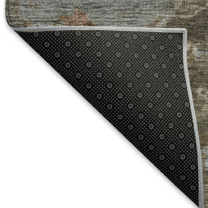 HomeRoots 8' Round Medallion Area Rug in Chocolate & Gray - Durable, Washable for Indoor/Outdoor Use, Stylish Design 659254
