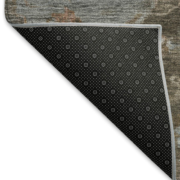 HomeRoots 8' Round Medallion Area Rug in Chocolate & Gray - Durable, Washable for Indoor/Outdoor Use, Stylish Design 659254