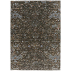 HomeRoots 9' X 12' Elegant Chocolate & Gray Medallion Area Rug - Durable, Washable for Indoor & Outdoor Use! 659256
