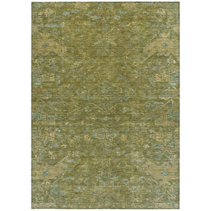 HomeRoots 5' X 8' Fern Green & Blue Medallion Rug - Durable, Washable Indoor/Outdoor Area Rug for All Spaces 659259